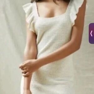 House of Harlow 1960 White Sheath Mini Dress with Flutter Sleeves